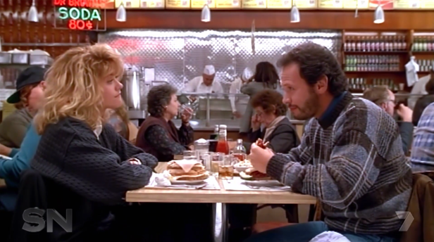 The famous scene from When Harry Met Sally, which was derived from a similar conversation Crystal had with the director