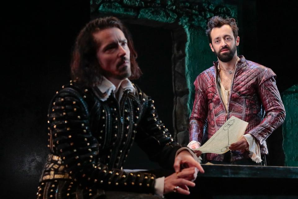 Matthew Amendt, left, as Christopher Marlowe and Dylan Godwin as William Shakespeare in Liz Duffy Adams’ “Born With Teeth” at Asolo Repertory Theatre.