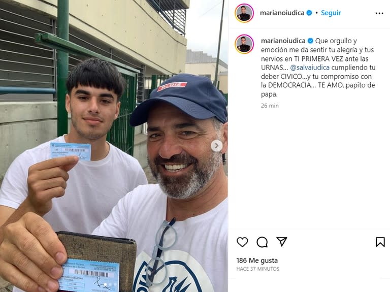 Mariano Iúdica compartió el primer voto de su hijo Salvador