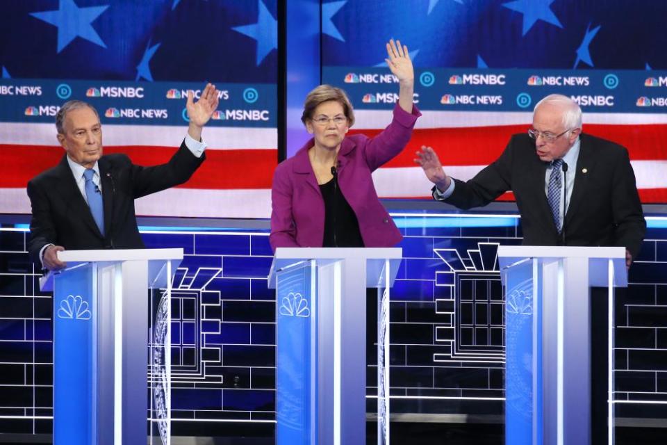 Bloomberg with Warren and Sanders.