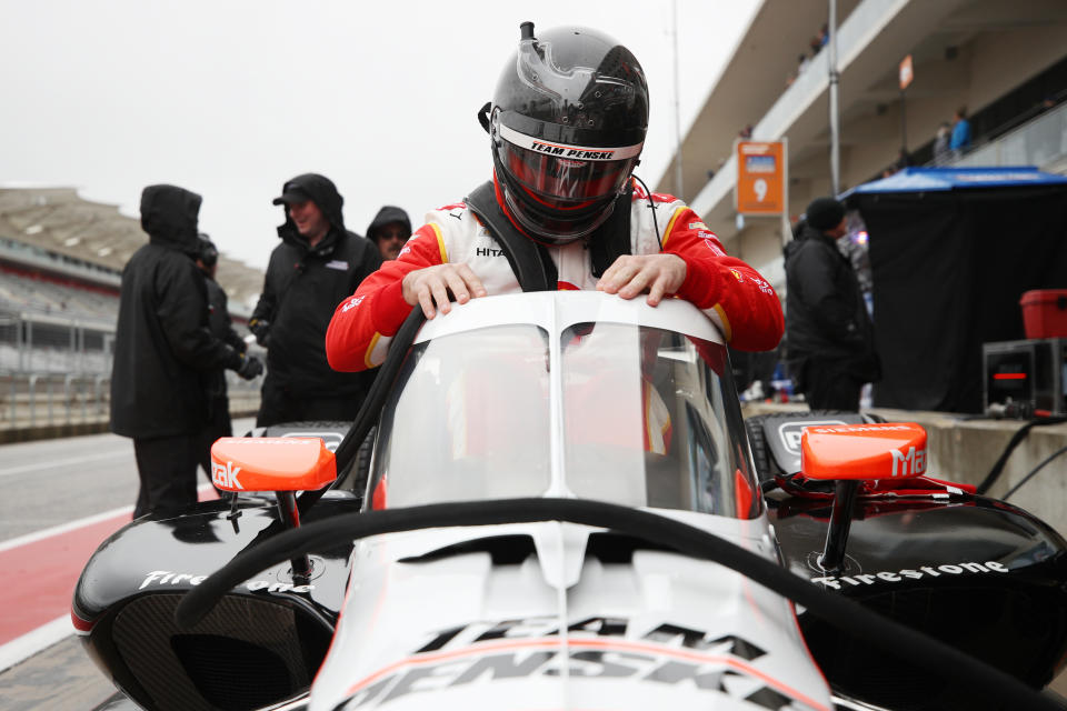 AUSTIN, TEXAS - FEBRUARY 11: Scott McLaughlin, driver of the #2 Team Penske Chevrolet, prepares to drive at Circuit of The Americas on February 11, 2020 in Austin, Texas. (Photo by Chris Graythen/Getty Images)