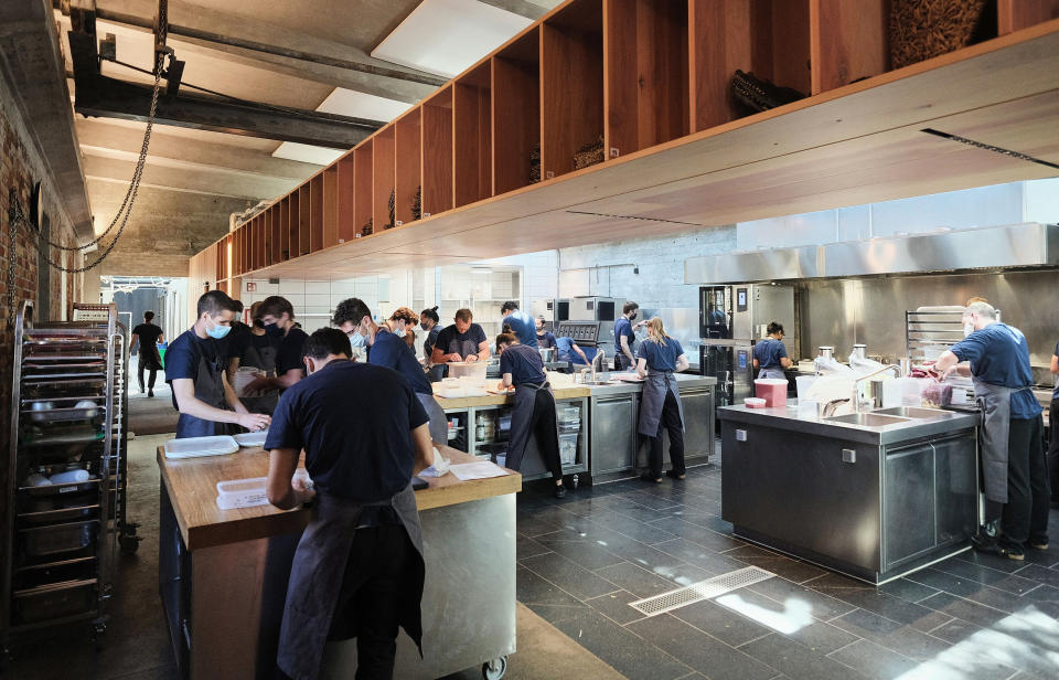 View of the inside of the kitchen at Danish restaurant 