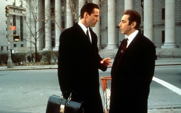 Keanu Reeves as Kevin Lomax and Al Pacino as John Milton in "The Devil's Advocate"<p>Warner Bros./ZUMAPRESS.com</p>