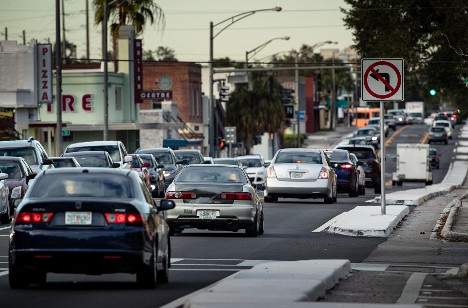 Traffic congestion on the South Florida Ave Road Diet on South Florida Avenue between Ariana and Lime St.in Lakeland  Fl. Wednesday December 2, 2020.