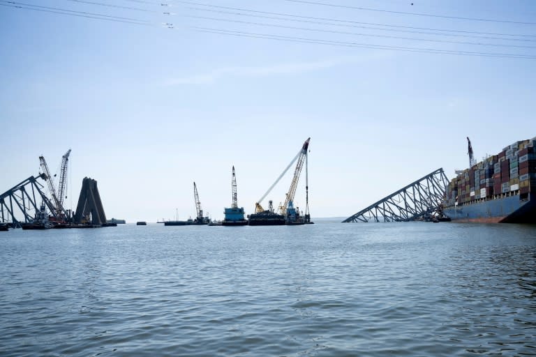 El puente Francis Scott Key, en la ciudad de Baltimore, en la costa este de Estados Unidos, se derrumbó el 26 de marzo de 2024 (Brendan Smialowski)