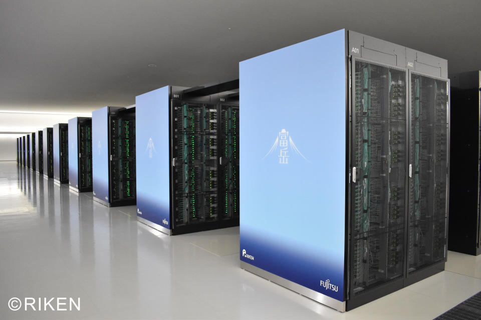 Servers forming part of the Fugaku supercomputer are seen at Japan's government-run RIKEN Center for Computational Science in Kobe, Japan, in a photo provided by the center. / Credit: RIKEN/handout