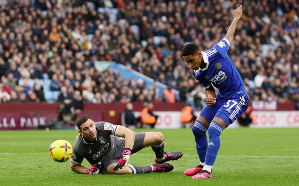 Tete scores Leicester's third goal at Villa Park - Aston Villa's defence falls apart as Leicester finally show ruthless edge - Richard Heathcote/Getty Images