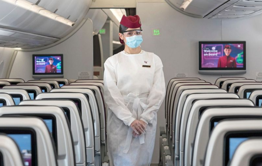 Qatar Airways cabin crew are kitted out in PPE: Qatar Airways