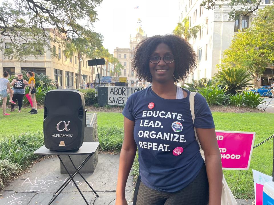 Ni'Aisha Banks attended the protest rallying against the overturning of Roe v. Wade. She said, without federal protections for abortion, Black women will be disproportionately affected.