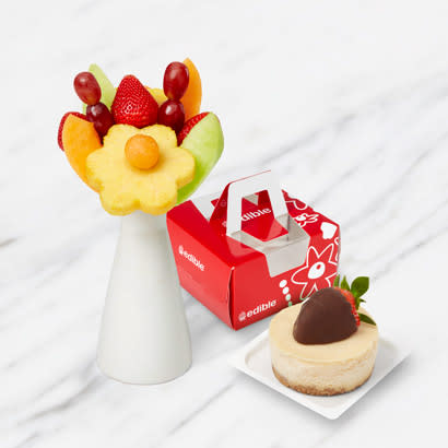 Edible Bakeshop Bouquet Bundle fruit bouquet and cheesecake gift idea