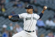 Seattle Mariners starter Justus Sheffield winds up during the fourth inning of the team's baseball game against the Minnesota Twins, Wednesday, June 16, 2021, in Seattle. (AP Photo/Stephen Brashear)