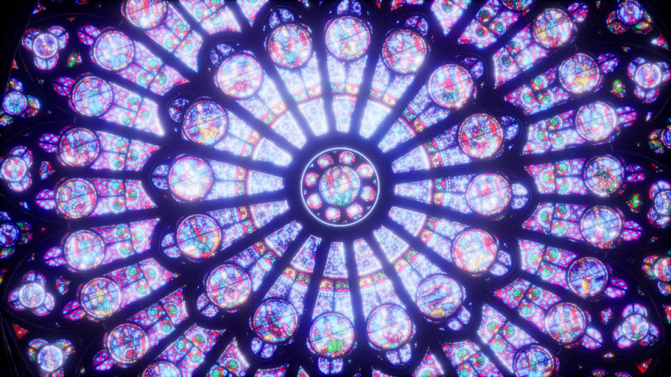 VR體驗場景照-巴黎聖母院彩色玫瑰窗 圖：HTC、VIVE Arts、 Orange、Excurio/提供