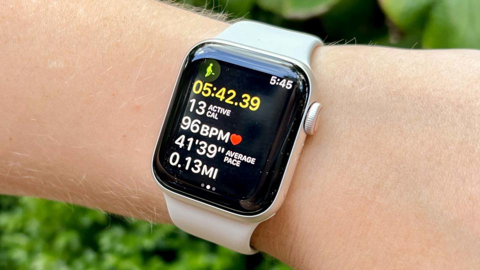 Apple Watch SE (2022) shown on wrist