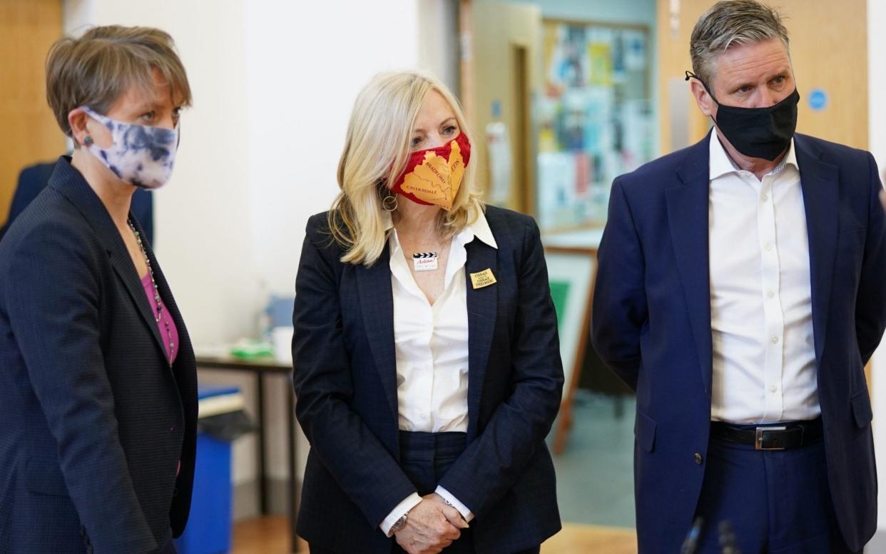Labour MP Yvette Cooper, West Yorkshire Mayoral election candidate Tracy Brabin and Labour leader Sir Keir Starmer - PA