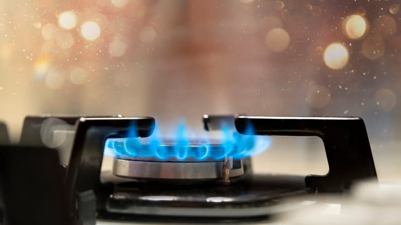 gas stove with flames