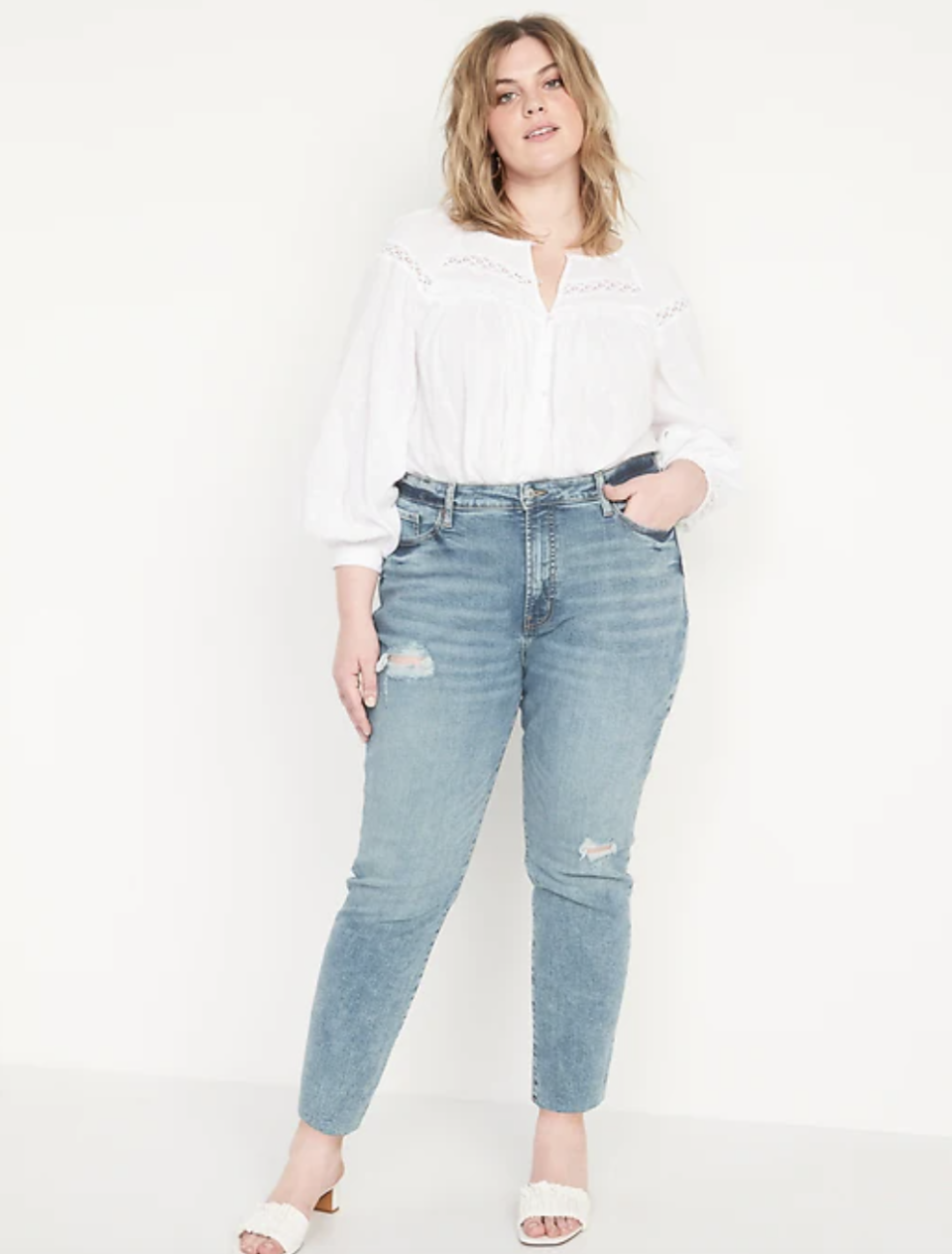 High-Waisted OG Straight Ripped Cut-Off Ankle Jeans (photo via Old Navy)