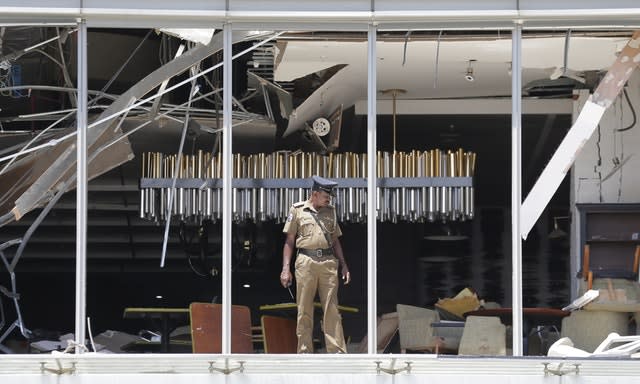 Damage at the Shangri-la hotel in Colombo