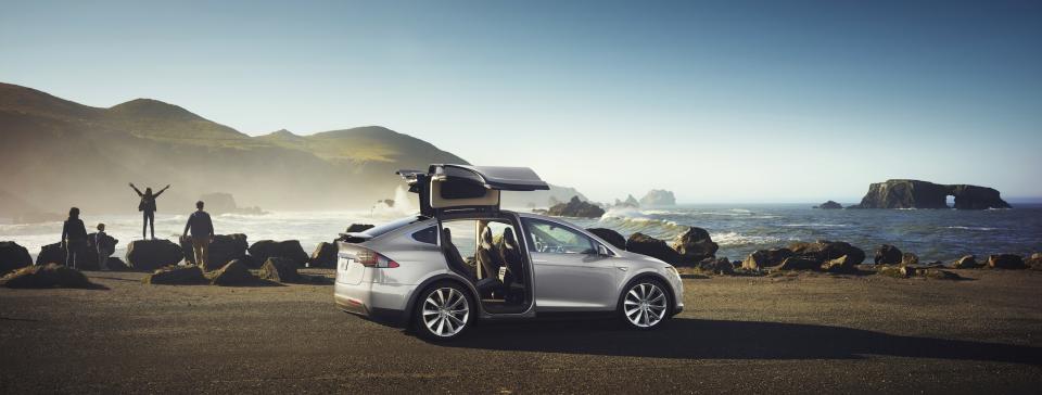 The Tesla Model X P100D is an all-electric vehicle that zooms from zero to sixty m.p.h. in a shocking 2.9 seconds