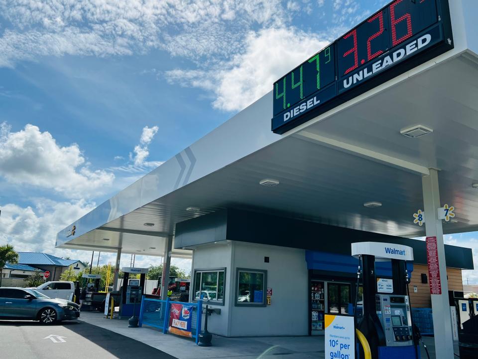 The fuel price sign above the Walmart gas station at 105 Howland Blvd. in Deltona shows its price for regular gasoline was $3.26 a gallon as of Monday morning.