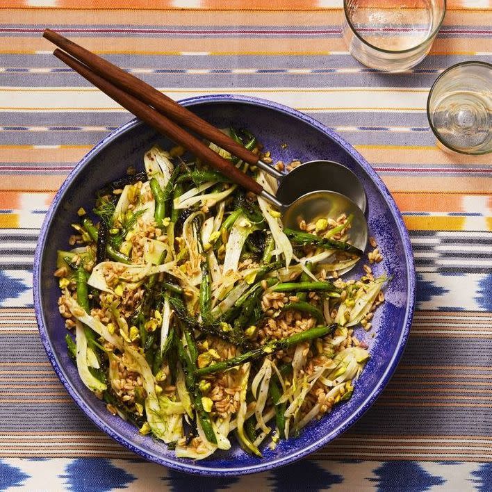 <p>This greens and grain Mediterranean dishes works great as a side dish, or as your main meal.</p><p><em><a href="https://www.goodhousekeeping.com/food-recipes/a28186104/grilled-green-beans-fennel-and-farro-recipe/" rel="nofollow noopener" target="_blank" data-ylk="slk:Get the recipe for Grilled Green Beans, Fennel, and Farro »;elm:context_link;itc:0;sec:content-canvas" class="link ">Get the recipe for Grilled Green Beans, Fennel, and Farro »</a></em></p>