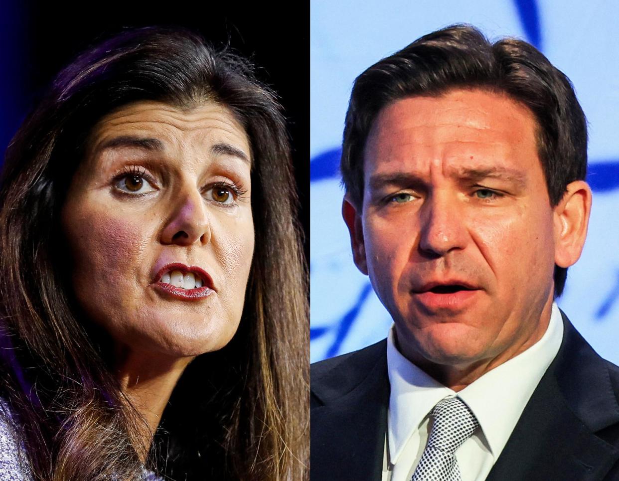 <span>Nikki Haley (left) and Ron DeSantis made clear they backed Donald Trump for US president.</span><span>Composite: EPA, Getty Images</span>