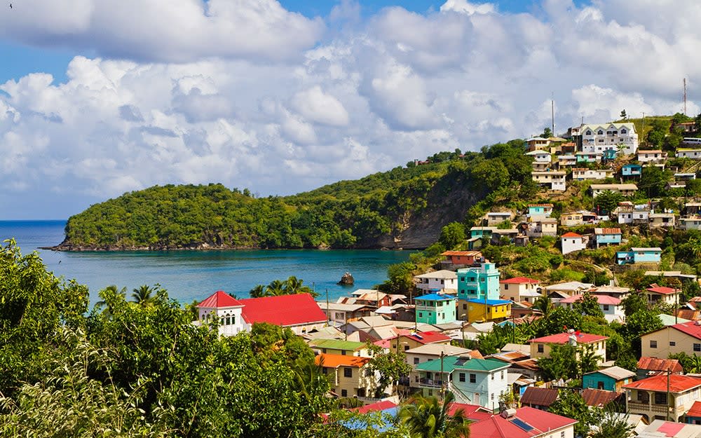 Aerial view of the island of St Lucia - AP