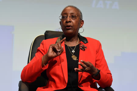 FILE PHOTO: Angela Gittens, Director General of Airports Council International, during the panel discussion on climate change goals at the 2016 International Air Transport Association (IATA) Annual General Meeting (AGM) and World Air Transport Summit in Dublin, Ireland June 3, 2016. REUTERS/Clodagh Kilcoyne/File Photo