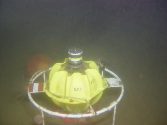 A seafloor transponder at a GPS station off Japan.