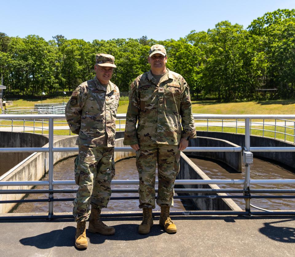 "We can take those resources, the people, and put their efforts towards readiness and our mission, whether it's to support the commonwealth, or whether it’s to support the national level,” said Col. Sean Riley, 102nd Intelligence Wing Commander, right. Next to Riley is Tim Gordon, 102nd Intelligence Wing Vice-Commander.