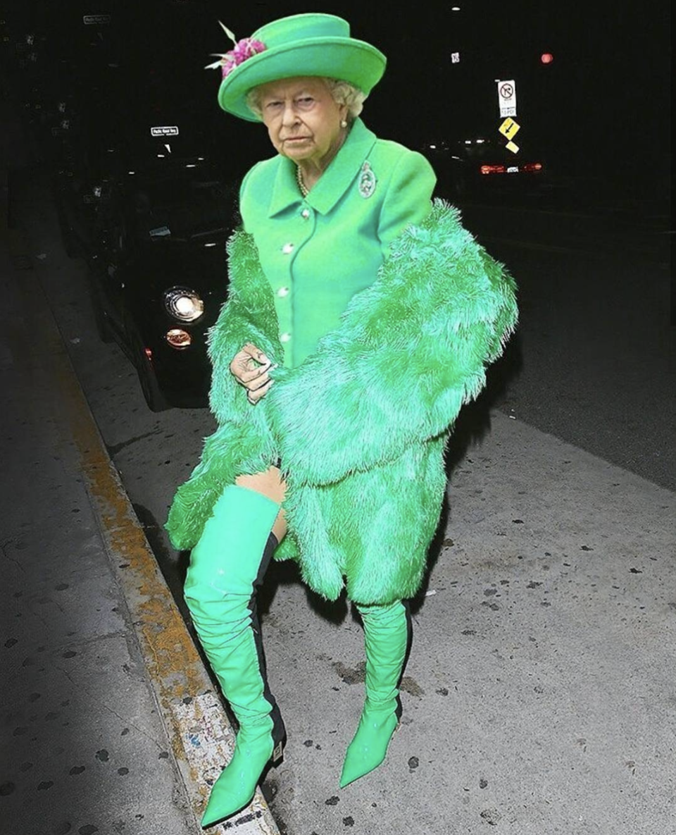 Who remembers that time RiRi dressed like Kermit The Frog? The Queen would actually probably love this outfit as she’s a big fan of green