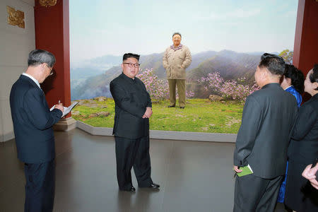 Kim Jong Un gives field guidance to the remodeled Korean Revolution Museum in this undated photo released March 28, 2017. KCNA/via REUTERS