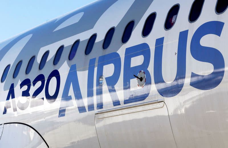 FILE PHOTO: An Airbus A320neo aircraft is pictured during a news conference in Colomiers near Toulouse