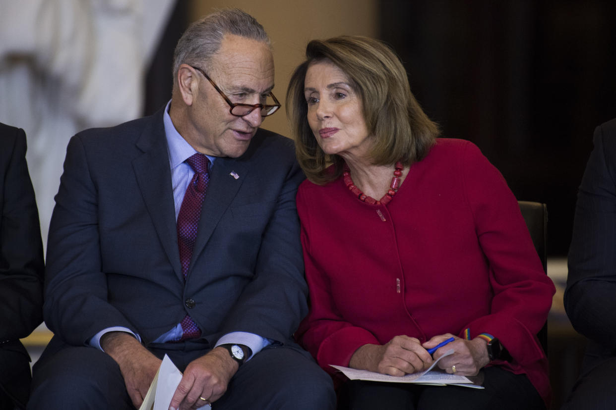 Senate Minority Leader Charles Schumer (D-N.Y.) and House Minority Leader Nancy Pelosi, (D-Calif.). (Photo: Tom Williams via Getty Images)