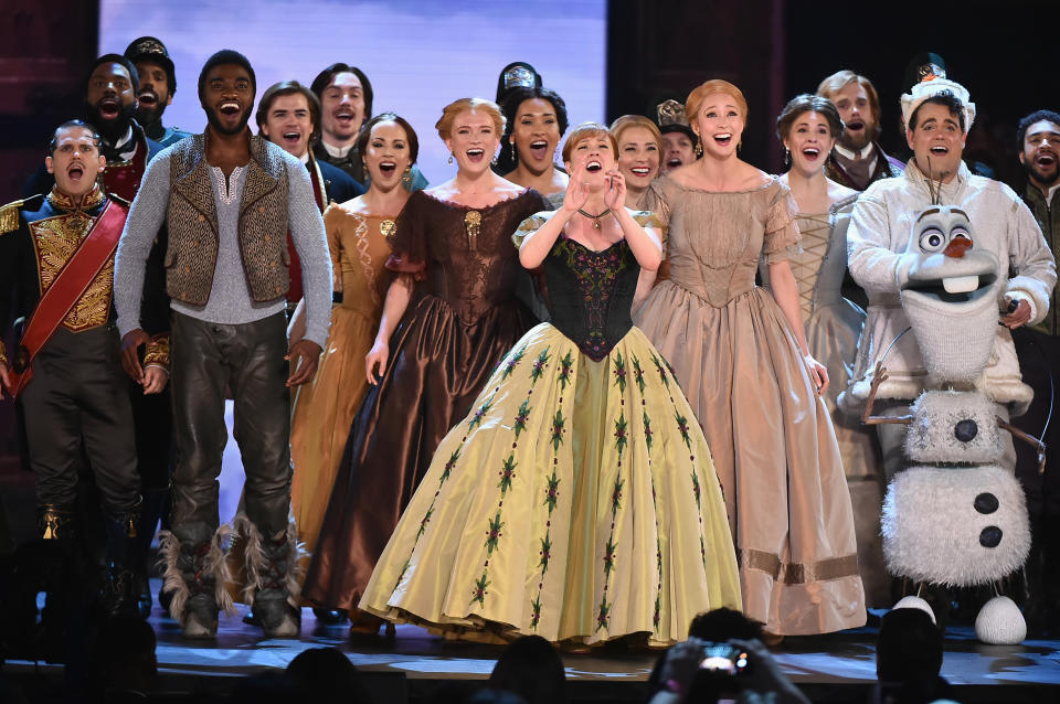 NEW YORK, NY - JUNE 10: Jelani Alladin, Patti Murin, Greg Hildreth, and the cast of Frozen perform onstage during the 72nd Annual Tony Awards at Radio City Music Hall on June 10, 2018 in New York City.  (Photo by Theo Wargo/Getty Images for Tony Awards Productions)