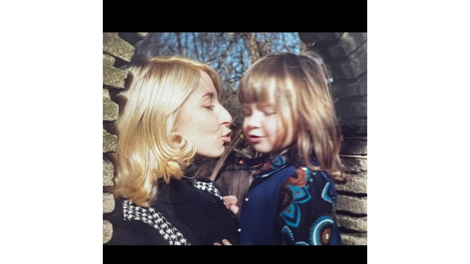 Zoe Ball as a child kissing her mother Julia