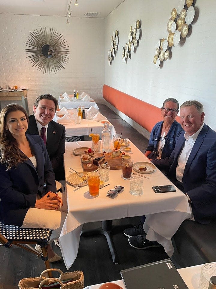 Gov. Ron DeSantis and First Lady Casey DeSantis lunching at Dorona.