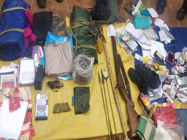 A visual of the items recovered from the Naxal camp in Chhattisgarh. 