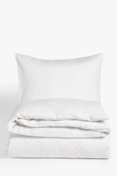 John Lewis Emica Embroidered Duvet Cover, White