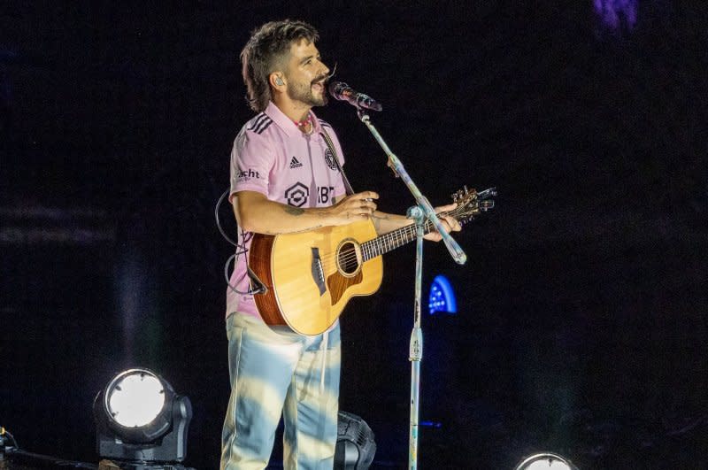 Camilo performs at an Inter Miami CF soccer game in July. File Photo by Gary I. Rothstein/UPI