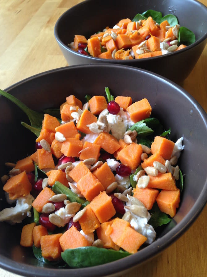 Because sweet potatoes are bae. Recipe: Sweet Potato and Goat Cheese Salad 