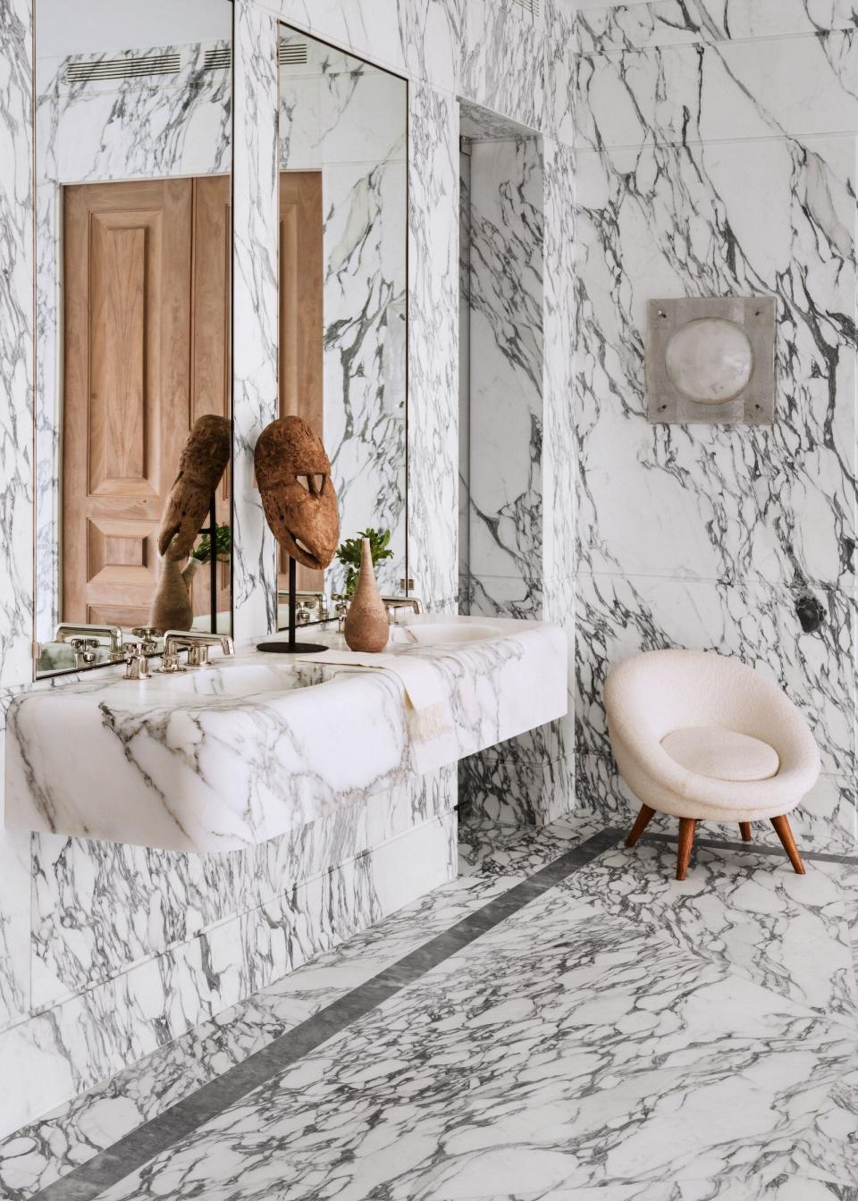 Julie Hillman Design
A New York City bathroom by Julie Hillman (pictured above).
Known for: Subtle yet surprising interiors full of art and personality. In the works: Town houses, penthouses, and pieds-à-terre across Manhattan. ► New York; juliehillman.com