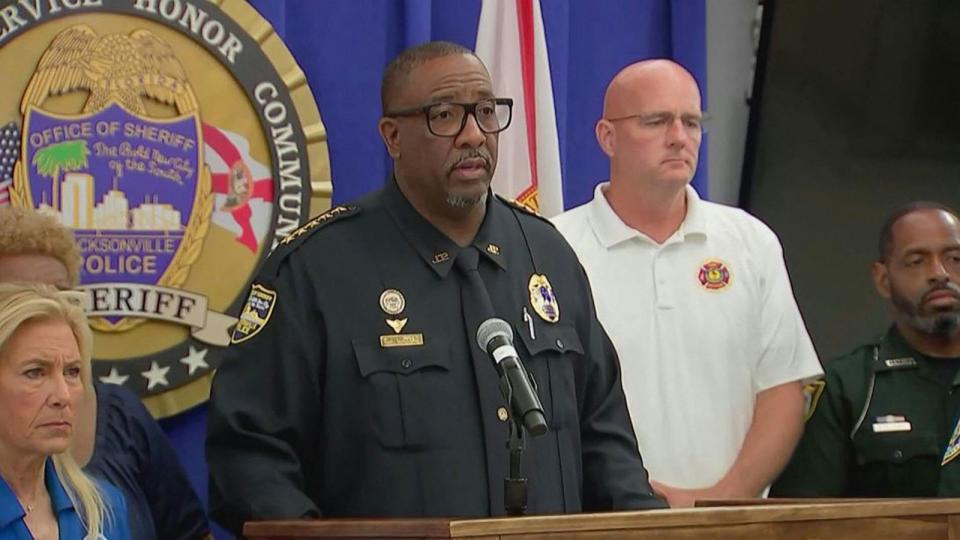 PHOTO: This video grab shows Jacksonville Sheriff TK Waters speaking during a news conference about the gunman in Jacksonville, Fla., Aug 26, 2023. (AFP via Getty Images)