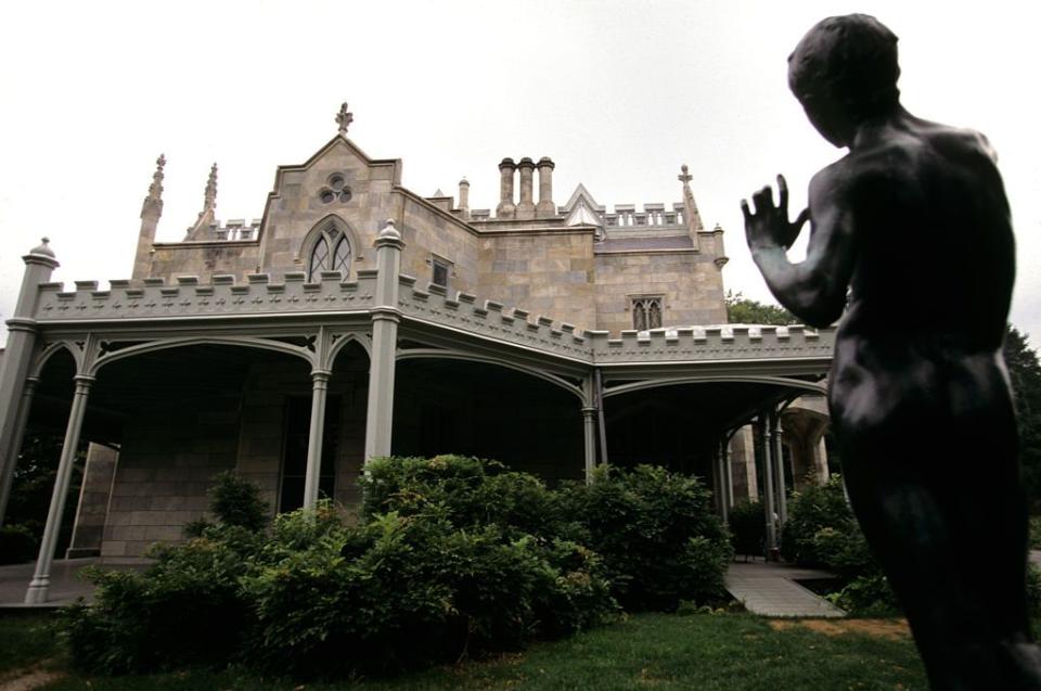 <p>This spooky Gothic Revival mansion, built in 1838, was once the home of railroad tycoon Jay Gould. It sits on 67 acres and overlooks the Hudson River. The National Historic Landmark home was used as a filming location for <em>The Blacklist, Project Runway, House of Dark Shadows, </em>and <em>Night of Dark Shadows,</em> to name a few. Former owner Jay Gould had a 243-foot yacht built so that he didn’t have to take the nearby railroad built by his archnemesis, Cornelius Vanderbilt. Talk about rich people problems...</p><p><a class="link " href="http://lyndhurst.org/about/virtual-tours/" rel="nofollow noopener" target="_blank" data-ylk="slk:TOUR NOW;elm:context_link;itc:0;sec:content-canvas">TOUR NOW </a></p>