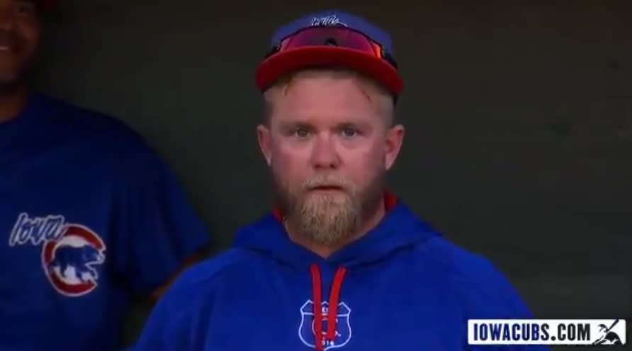 Taylor Davis has an A+ zombie stare. (Twitter/@IowaCubs)