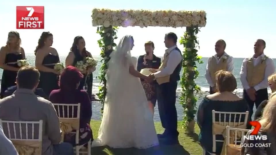 The couple reciting their vows. Source: 7 News