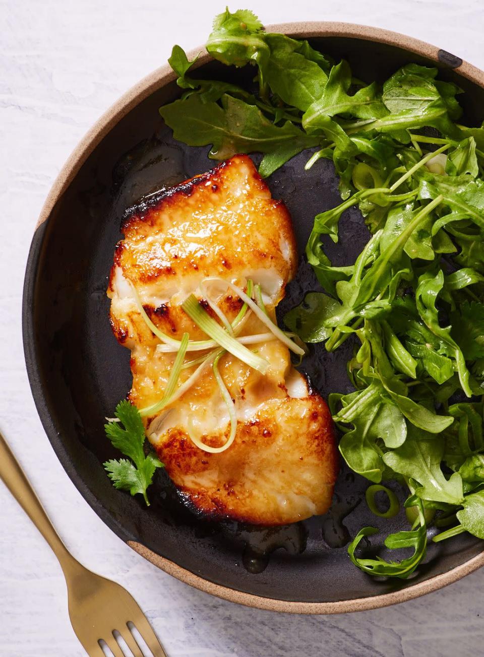 <p>With flaky, buttery Chilean sea bass—aka Patagonian toothfish—it's worth getting the flavors and cooking method just right. Enter this foolproof approach, which infuses each bite of fish with umami (aka, savory) flavors from miso and soy sauce.</p><p>Get the <strong><a href="https://www.delish.com/cooking/recipe-ideas/a39569919/baked-chilean-sea-bass-recipe/" rel="nofollow noopener" target="_blank" data-ylk="slk:Baked Chilean Sea Bass recipe" class="link ">Baked Chilean Sea Bass recipe</a></strong>.</p>