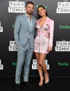 <p>Sebastian Stan and Lily James are ready for their close-up on Jan. 25 at a Los Angeles press event for their new Hulu limited series,<em> Pam & Tommy.</em></p>