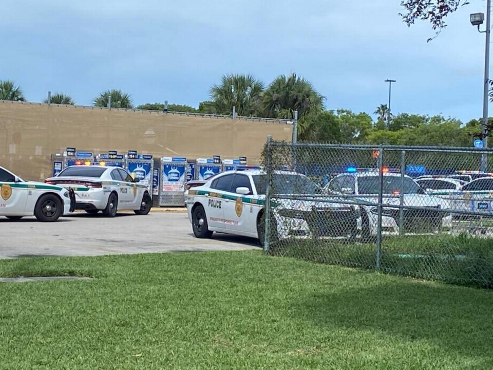 Miami-Dade police say one person was killed and another injured in a shooting at a Walmart near the Florida Keys. One person was arrested.