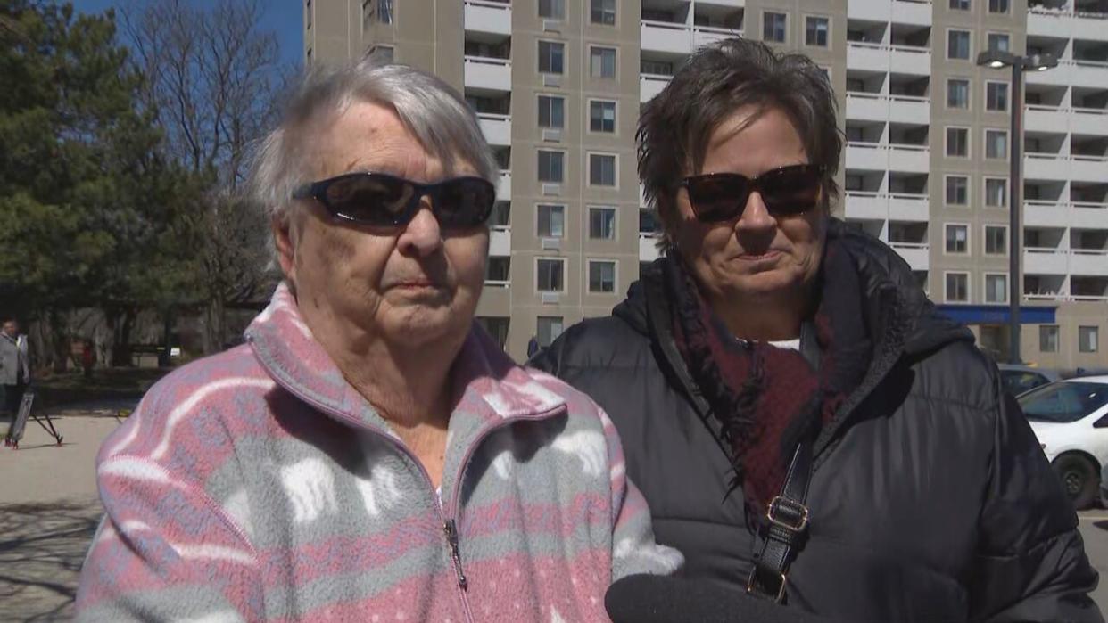 Joyce Dodge, left, says she hasn't been able to get a good night's sleep since receiving an eviction notice.  (Spencer Gallichan-Lowe/CBC - image credit)