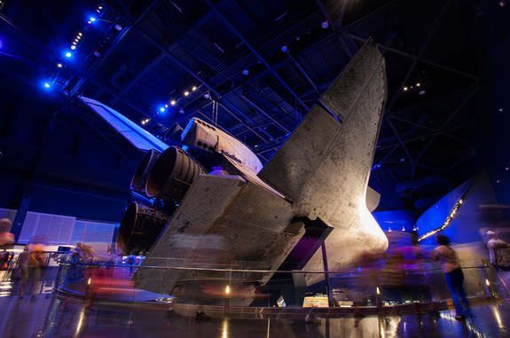 "Space Shuttle Atlantis" at NASA's Kennedy Space Center Visitor Complex in Florida is designed to give guests a nearly 360-degree view of the retired orbiter.